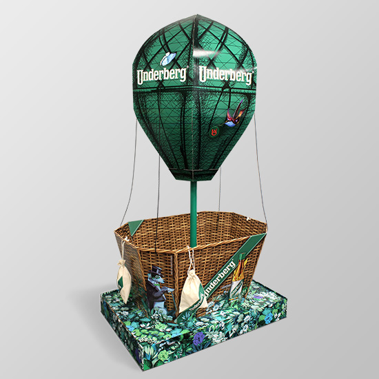 Display in the form of a hot air balloon for Underberg